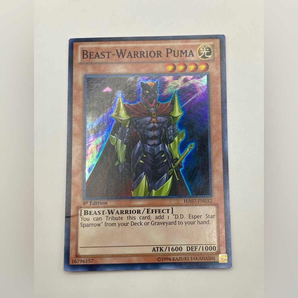 YU-GI-OH! Beast-Warrior Puma Card; 1st Edition; HA07-EN032; SUPER RARE; New.